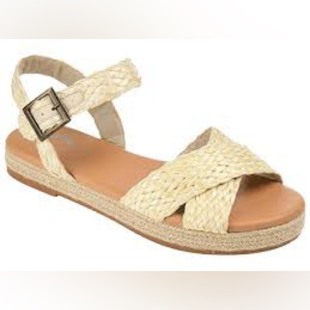 Journee Collection Cream Sandals Size 10